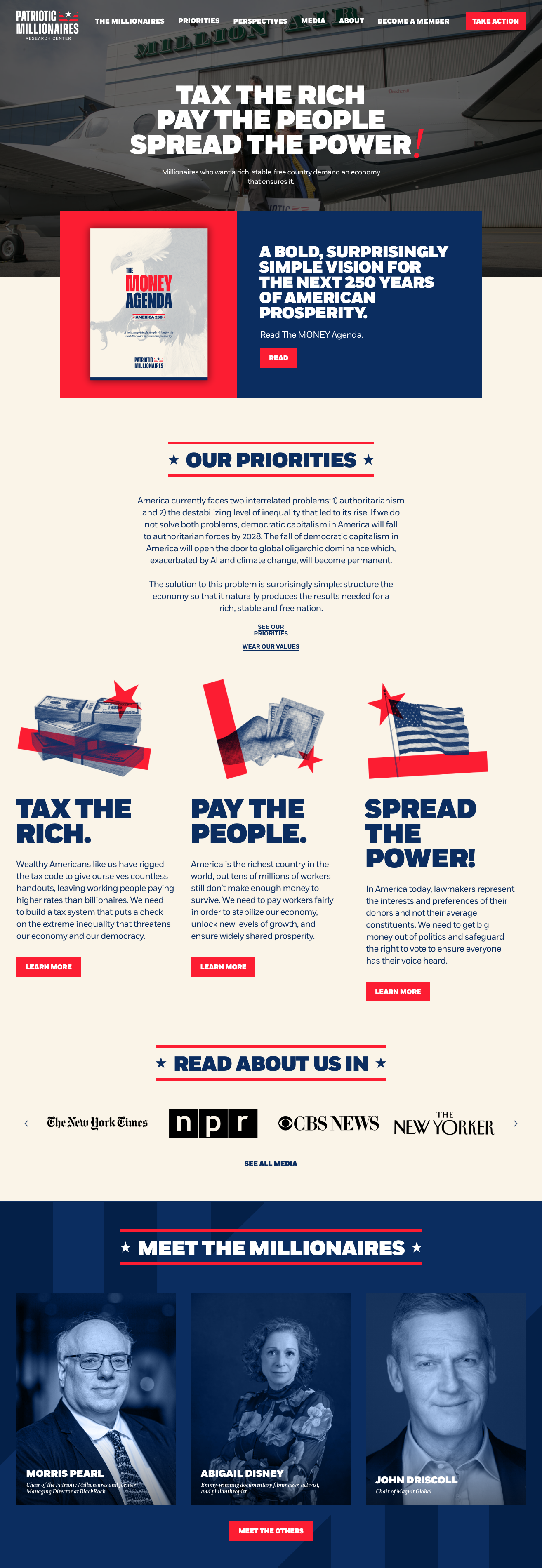 Patriotic Millionaires - Website Screenshot
